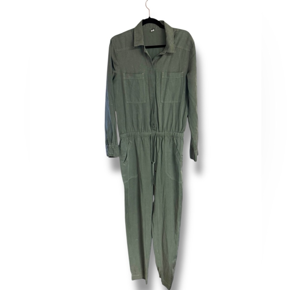 YFB Green Long Sleeved Jumpsuit Cinch Waist Sz M EUC